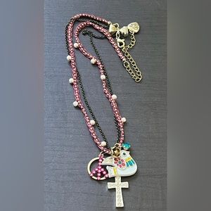Betsy Johnson Peace and Love Necklace Y2K